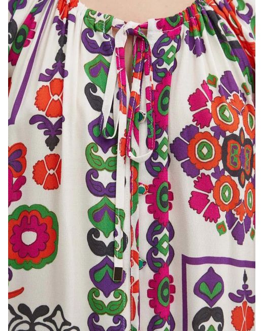 La Petite Francaise Red Bonbon Floral Tie-Neck Top