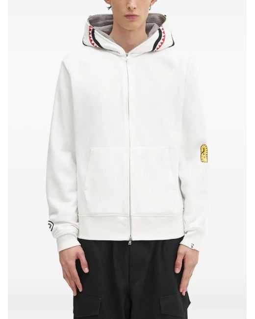 Sudadera con capucha y motivo de tiburón A Bathing Ape de hombre de color White