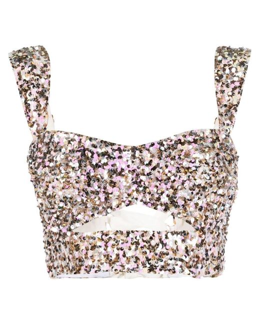 Sabina Musayev Sequin-embellished Top in White | Lyst