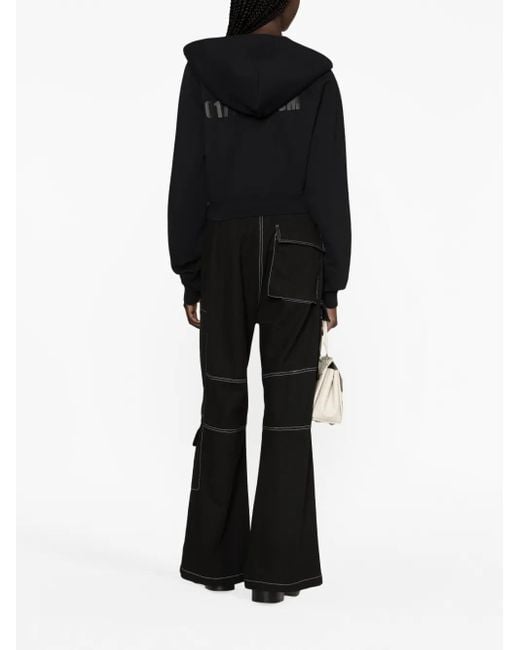 1017 ALYX 9SM Black Logo-Print Cropped Cotton Hoodie