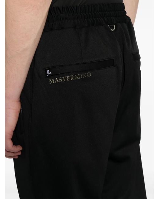 MASTERMIND WORLD Black Logo-Print Drawstring Track Pants for men