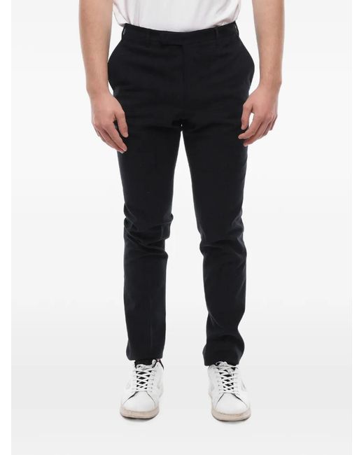 Corneliani Black Flat-Front Chino Trousers for men
