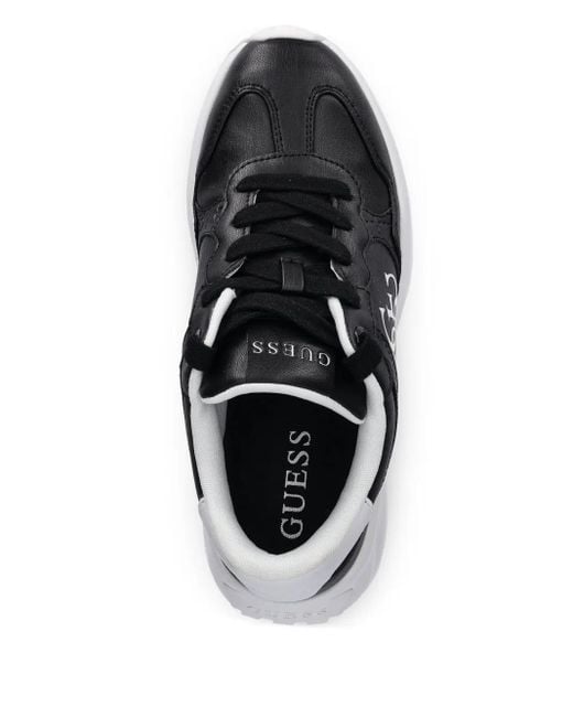 Guess Black Logo-Plaque Leather Sneakers