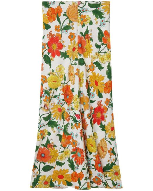 Stella McCartney Multicolor Floral Print Midi Skirt