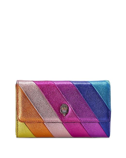 Kurt Geiger Purple Stripe Metallic Clutch Bag
