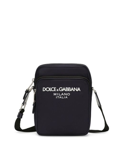 メンズ Dolce & Gabbana ロゴ ジップ ショルダーバッグ Black