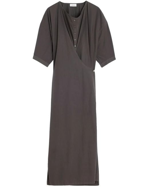 Lemaire Gray Twisted Short-Sleeve Maxi Dress