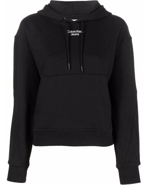Calvin Klein Black Logo-Print Cotton Hoodie