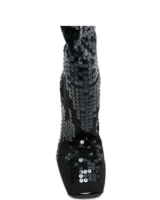 Rick Owens Black Sequin Boots