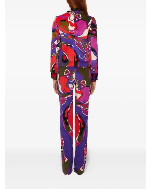 Emilio Pucci Red Orchidee Print Velvet Jacket