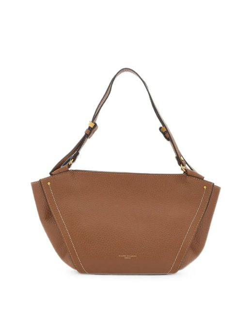 Gianni Chiarini Brown Medium Bloom Grain-Leather Shoulder Bag
