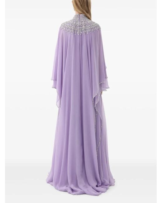Dina Melwani デコラティブ シフォンドレス Purple