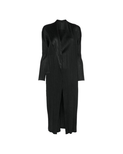 Pleats Please Issey Miyake Black Facade Pleated Coat