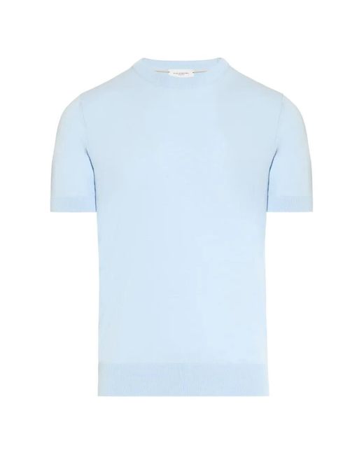 Paolo Pecora Blue Short-Sleeve Cotton Sweater for men