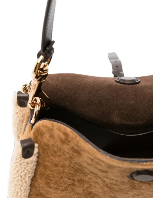 Etro Brown Pony-Hair Mutton-Trim Cross Body Bag