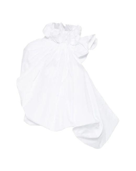 Comme des Garçons White Asymmetric Sleeve Top