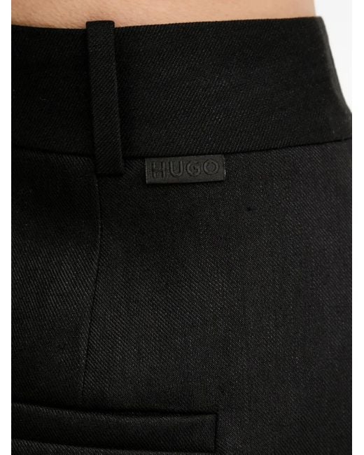 HUGO Black Pleat-Detail High-Waisted Shorts