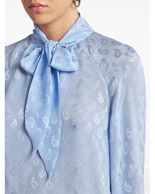 Etro Blue Silk Jacquard Blouse