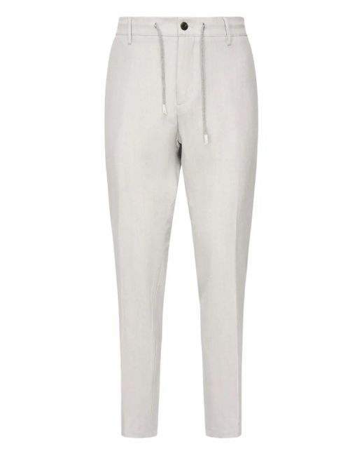 Eleventy Gray Drawstring-Waist Tapered Trousers for men