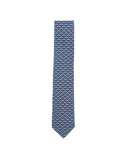 Ferragamo Blue Patterned Silk Tie for men