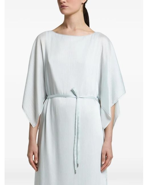 Peserico Blue Crinkled Tie-Waist Midi Dress