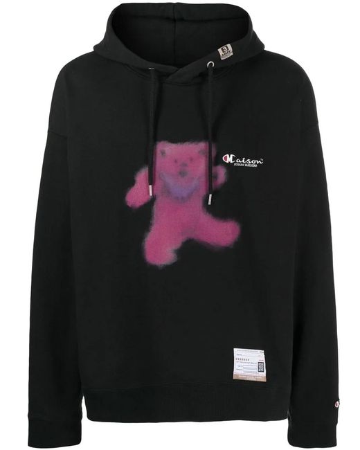 Maison Mihara Yasuhiro Black X Champion Graphic-Print Hoodie for men
