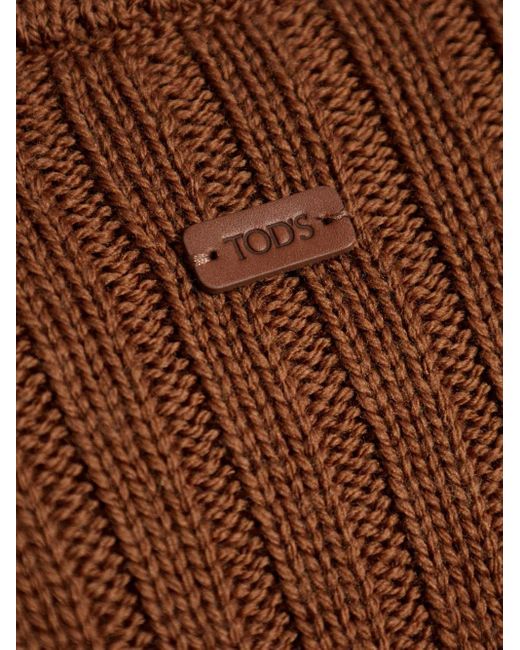 Tod's Brown Ribbed-Wool Sweater for men