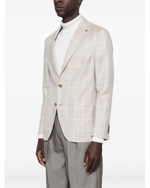 Latorre Gray Check-Pattern Single-Breasted Blazer for men