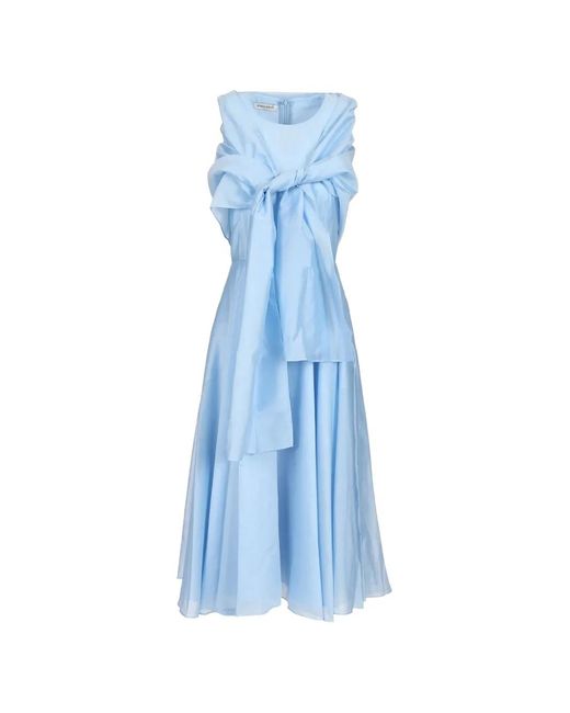 Al Duca D'aosta Blue Integrated-Shawl Sleeveless Dress