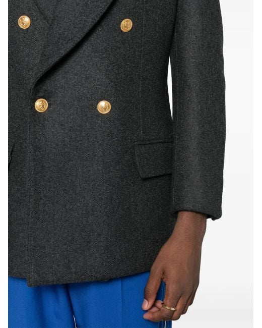Gucci Gray Wool Double-breasted Jacket for men