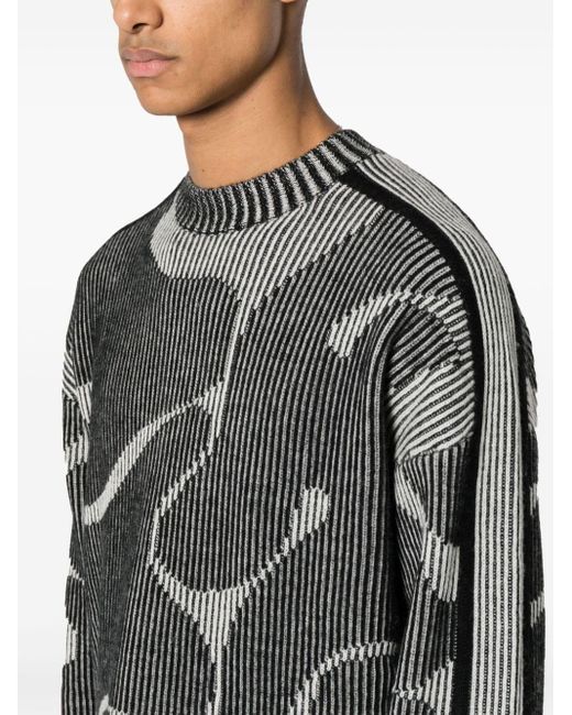 Emporio Armani Gray Abstract-pattern Wool Jumper for men