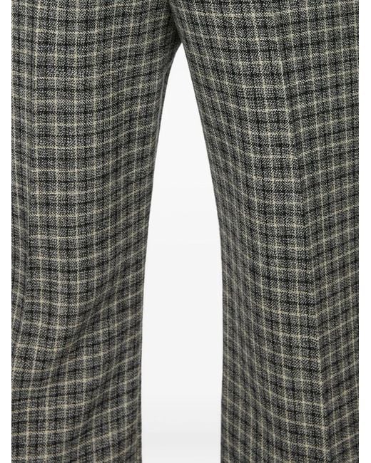 Acne Gray Checked Wool Trousers for men