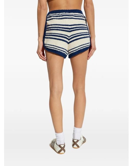 Perfect Moment Blue Schild Stripe-Pattern Bouclé Shorts