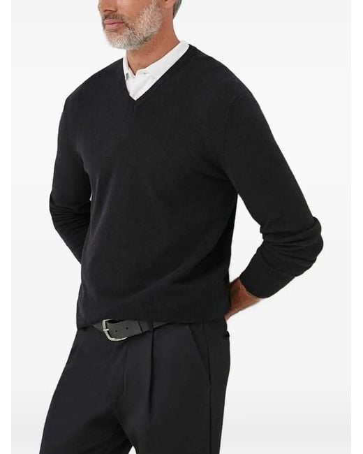 Benetton Black V-Neck Sweater for men