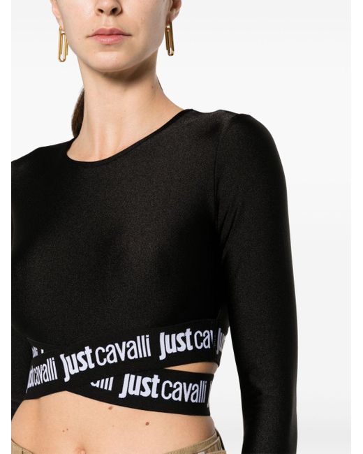 Just Cavalli Black Logo-underband Long-sleeve T-shirt