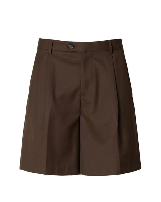 SELECTED Brown Pleated Shorts for men