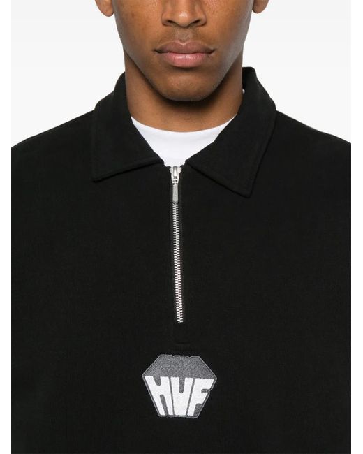 メンズ Huf Big Block 1/4 Zip ポロシャツ Black