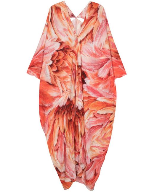 Roberto Cavalli Orange Kleid mit V-Ausschnitt