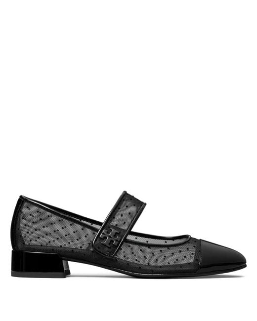 Tory Burch Black Cap Toe Mary Jane Ballerina Flats