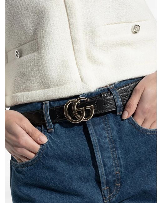 Gucci White Gg Marmont Belt