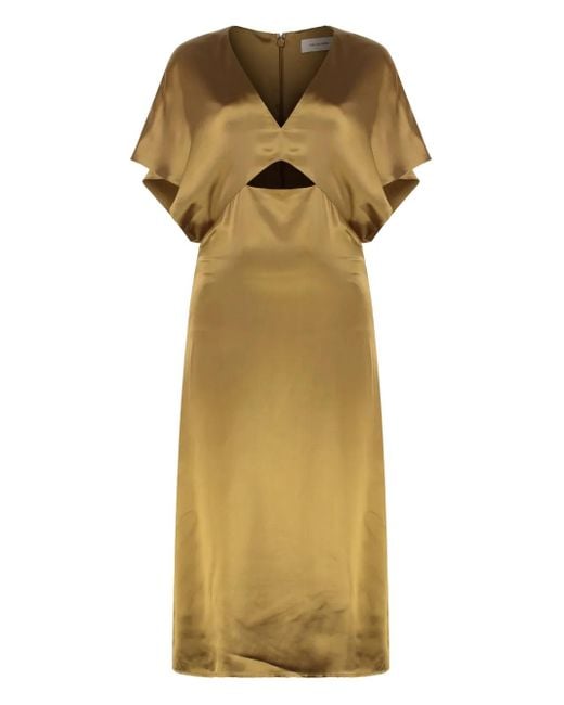 Yves Salomon Yellow Midikleid mit Cut-Outs