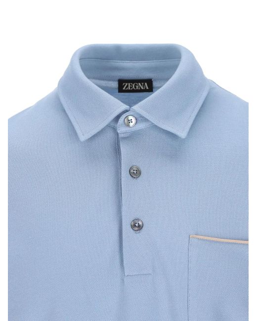 ZEGNA Chest-Pocket Polo Shirt in Blue for Men Lyst