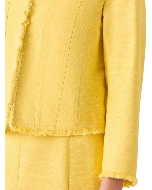 Akris Punto Yellow Fringed Cropped Jacket