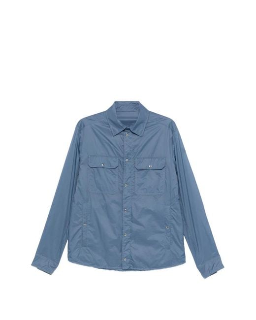 Moncler Blue Logo-Patch Shirt Jacket for men