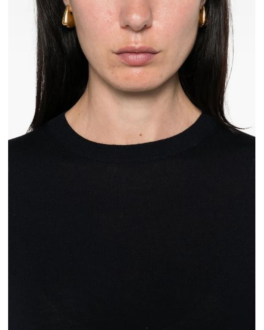 Max Mara Black Balloon-Sleeve Wool Top
