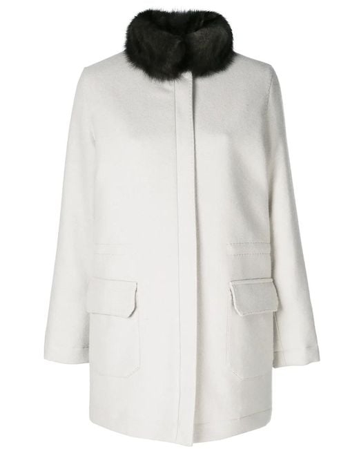 Manzoni 24 White Luxurious Trimmed Coat