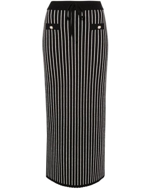 Alessandra Rich Black Pinstripe Knitted Midi Skirt