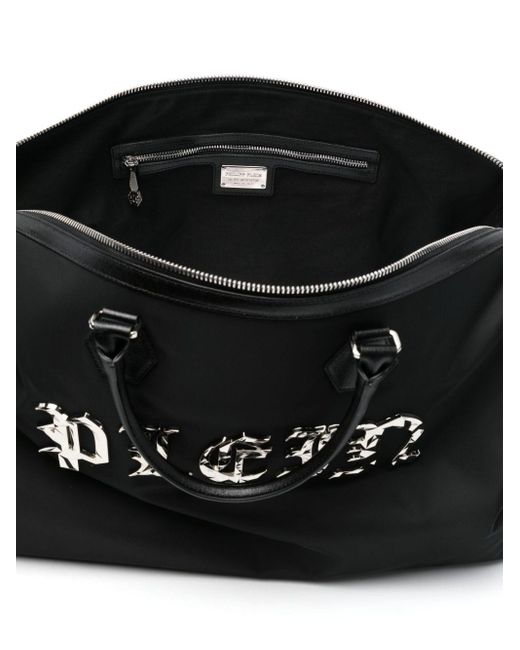 Philipp Plein Black Logo-lettering Holdall Bag for men