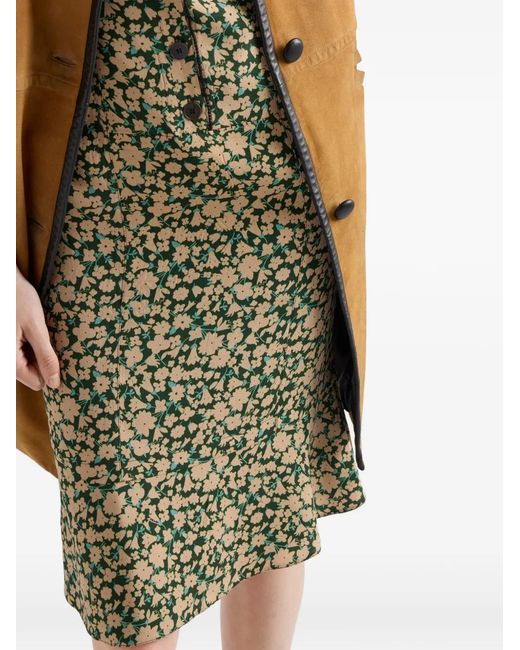 Prada Green Embroidered Printed Sable Dress