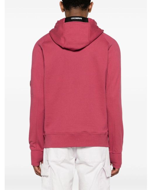 C P Company Pink Lens-detail Cotton Hoodie for men